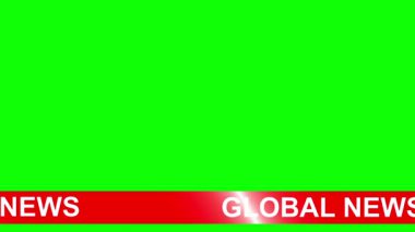 Yeşil ekran arka planına sahip Global News metin hareketi grafikleri kaydırılıyor