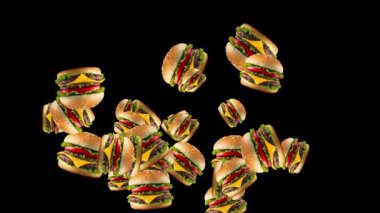 Taze Burgerler fıskiyesi akış grafikleri düz siyah arkaplan