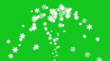 Beyaz kar taneleri fıskiyeleri yeşil ekran arkaplanlı hareket grafikleri