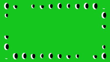 Yeşil ekran arka planında göz kırpan dekoratif çerçeve