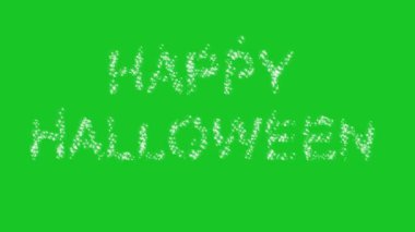 Yeşil ekran arkaplanı üzerinde kabarcık etkisi olan Mutlu Cadılar Bayramı metni