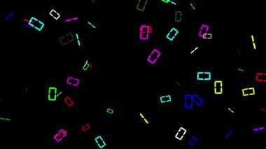 Sade siyah arkaplanı olan renkli ikili basamaklı hareket grafikleri