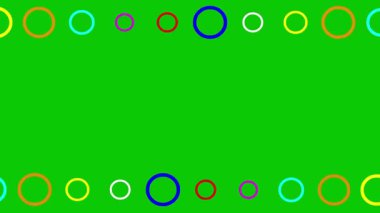Yeşil ekran arkaplanındaki renkli daireler dekoratif çerçeve