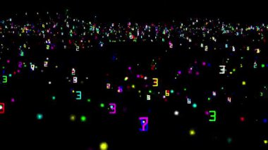 Sade siyah arkaplan ile renkli dijital sayı hareket grafikleri