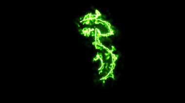 Sade siyah arkaplanda yeşil enerjili dolar sembolü