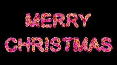 Sade siyah arkaplanda Hollyhocks çiçekleri olan Mutlu Noeller metni