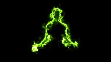 Sade siyah arkaplan üzerinde yeşil enerji etkisine sahip meditasyon sembolü