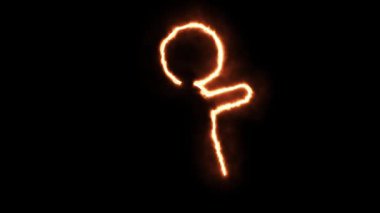 Sade siyah zemin üzerinde ateş enerjisi etkisi olan insan sembolü