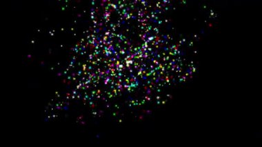 Sade siyah arkaplanda parıldayan renkli parıltılarla dönen 3D numara 3