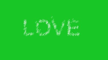 Yeşil ekran arkaplanında kabarcık etkisi olan aşk metni