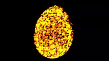 Düz siyah arkaplanda ateş etkisine sahip yumurta şekli