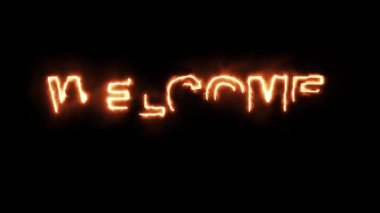 Düz siyah arkaplanda ateş efektli metni karşıla