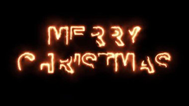 Sade siyah arka planda ateş efektli Mutlu Noeller metni