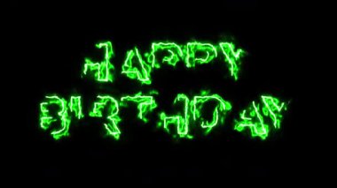 Sade siyah arkaplanda yeşil enerji etkisine sahip Mutlu Yıllar metni