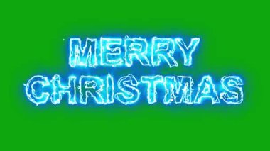 Yeşil ekran arka planında yıldırım enerjisi kıvılcımları olan Mutlu Noeller mesajı