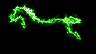 Sade siyah arkaplanda yeşil enerji etkisine sahip at sembolü