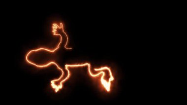 Sade siyah arkaplanda ateş etkisine sahip kertenkele sembolü