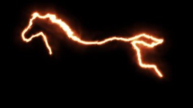 Sade siyah arkaplanda ateş etkisi olan at sembolü