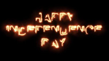 Sade siyah arkaplanda ateş efektli Mutlu Bağımsızlık Günü metni