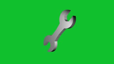 Yeşil ekran arkaplanlı 3D ingiliz anahtarı hareketi grafikleri