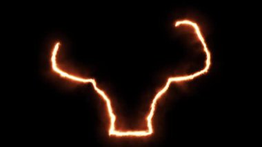 Düz siyah zemin üzerinde ateş etkisi olan güçlü insan sembolü