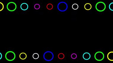 Sade siyah arkaplan ile renkli daireler dekoratif çerçeve hareketi grafikleri