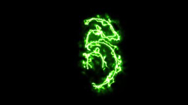 Sade siyah arkaplan üzerinde yeşil enerji etkisi olan 6 Numara