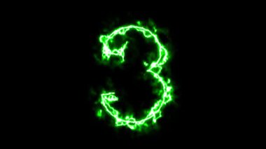 Sade siyah arkaplan üzerinde yeşil enerji etkisine sahip Üç Numara