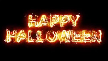 Alevli Cadılar Bayramı metni düz siyah arkaplan üzerinde etki yaratır