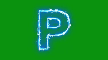 Yeşil ekran arkaplanında parlayan P harfi.