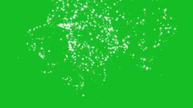 Beyaz parıltılı kalp şekli yeşil ekran arka planında parıldıyor