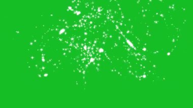Beyaz parıltılı yıldız şekli yeşil ekran arkaplanı üzerinde parıldıyor