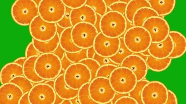 Dilimlenmiş portakal parçaları yeşil ekran arka planlı hareket grafikleri genişletiliyor