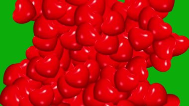 Yeşil ekran arkaplanlı 3d kırmızı kalp hareketi grafikleri genişletiliyor