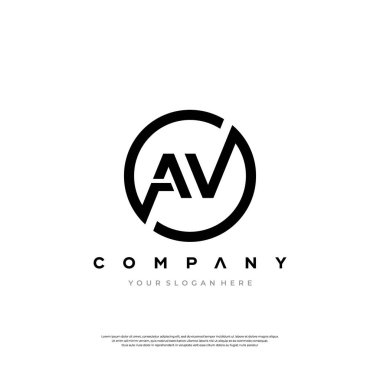 Dairesel bir çerçevede birbirine dolanmış A ve V harflerini içeren minimalist bir logo birliği ve karmaşıklığı simgeliyor..