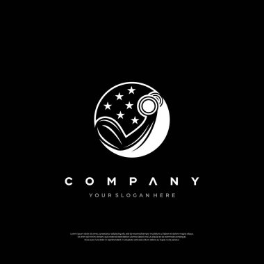 Küresel soyut tasarımı ve cesur şirket tipografisi olan modern siyah beyaz logo.