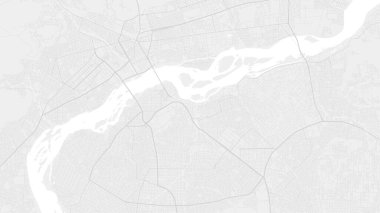 Beyaz ve açık gri Bamako şehir alanı vektör arkaplan haritası, yollar ve su çizimleri. Geniş ekran oranı, dijital düz tasarım yol haritası.