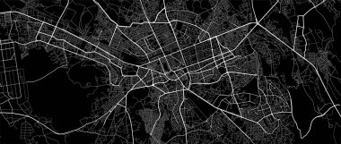 Kayseri şehrinin haritası. Şehir siyah beyaz posteri. Büyük şehir manzaralı yol haritası.