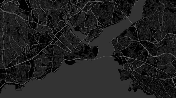 伊斯坦布尔市地图 城市黑白海报 具有大都市地区景观的路线图图像 — 图库矢量图片