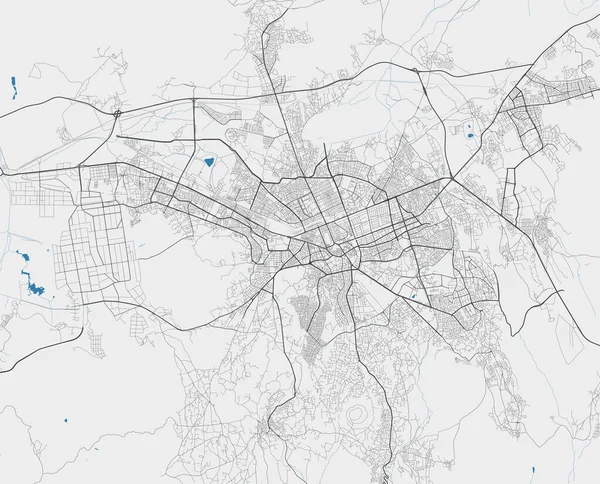 Kayseri地图 凯塞里市管理区详细地图 全景全景 免费的矢量说明 有公路 河流的路线图 — 图库矢量图片