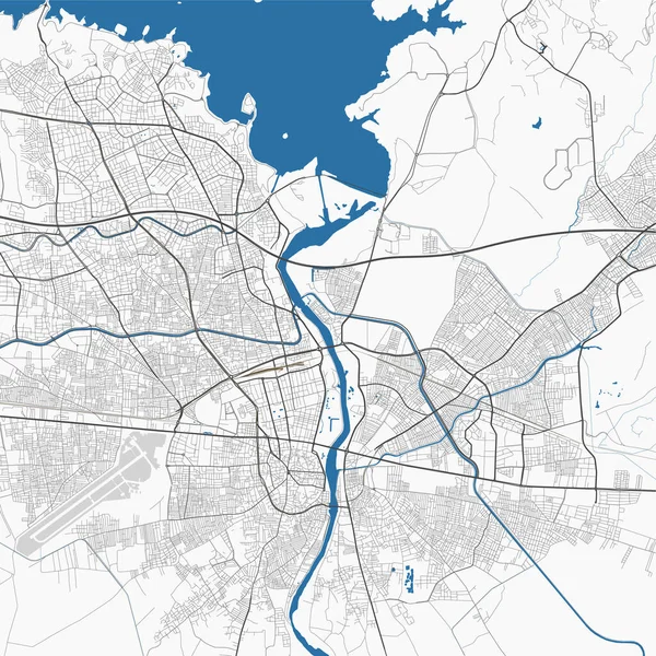 アダナ地図だ アダナ市行政区の詳細な地図 街のパノラマ ロイヤリティフリーベクトルイラスト 高速道路 川とロードマップ — ストックベクタ