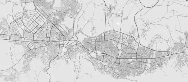 ブルサ市の地図 都会の黒と白のポスター 大都市圏ビューロードマップ画像 — ストックベクタ