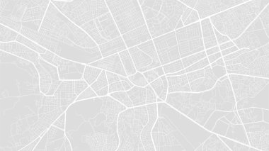 Beyaz ve açık gri Kayseri şehir alanı vektör arkaplan haritası, yollar ve su çizimleri. Geniş ekran oranı, dijital düz tasarım yol haritası.