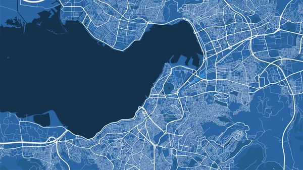 Mapa Detalhado Pôster Área Administrativa Cidade Izmir Panorama Horizonte Azul — Vetor de Stock