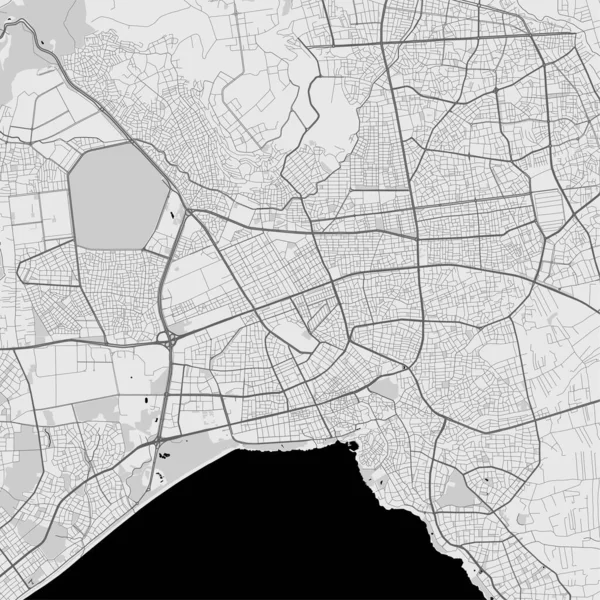 Antalya Şehrinin Haritası Şehir Siyah Beyaz Posteri Büyük Şehir Manzaralı — Stok Vektör