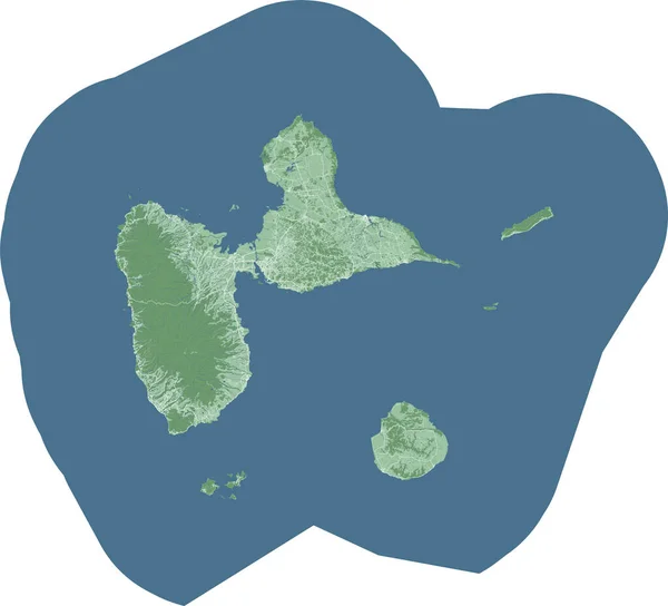 グアドループ地図 カリブ海諸島 フランスの群島と海外部門と地域 森林との詳細な行政ストリートマップ — ストックベクタ