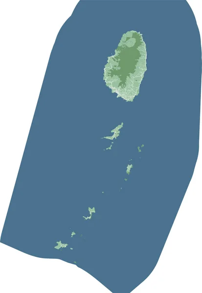 セントビンセント グレナディーン地図カリブ海の島の国 行政上の国境 海と森 都市と道路との詳細な地図 — ストックベクタ