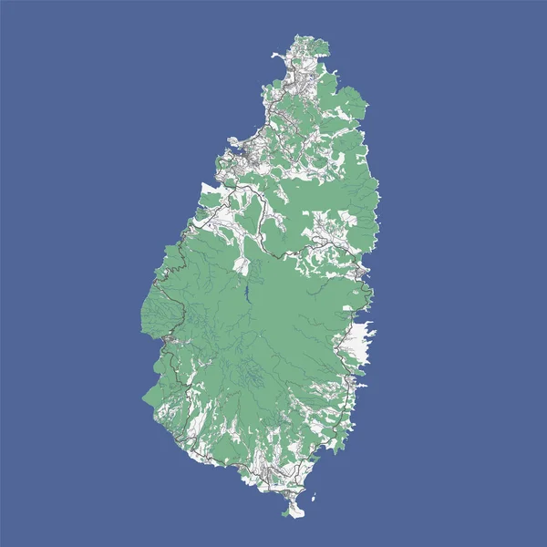 Mappa Saint Lucia Isola Dei Caraibi — Vettoriale Stock