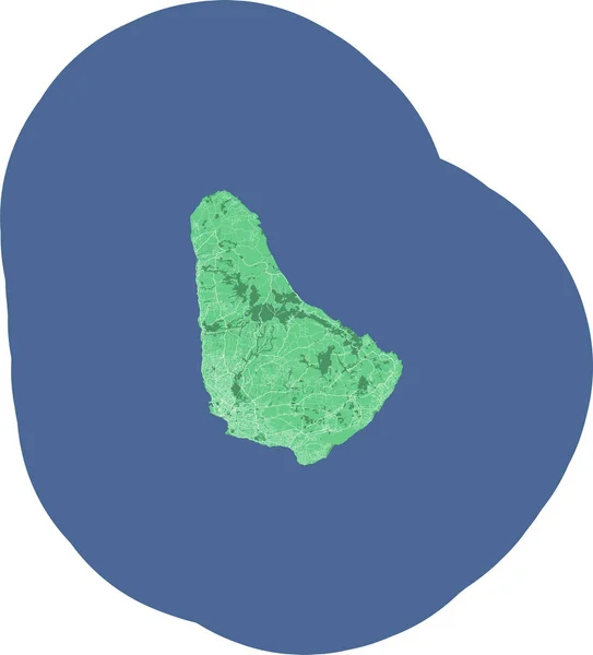 巴巴多斯地图 加勒比岛国 附有行政边界 海洋和森林 城市和道路的详细地图 — 图库矢量图片