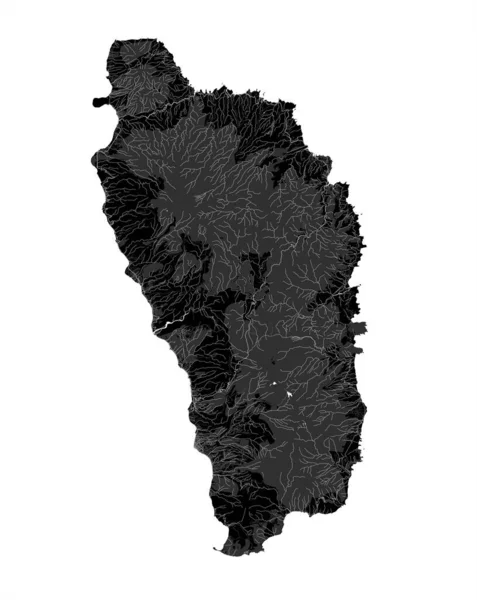Dominica Mapa Preto Branco — Vetor de Stock